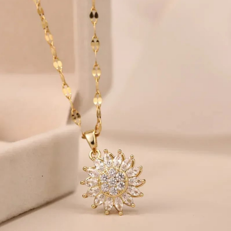 Collar Girasol Dorado- Giratorio